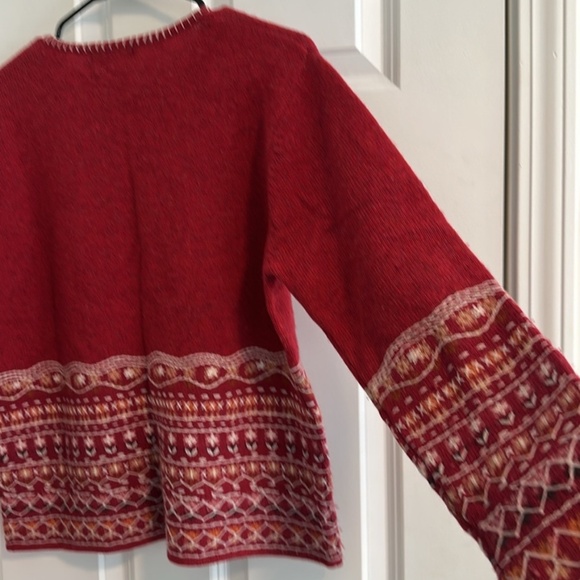Vintage The Territory Ahead Red Embroidered Lambswool Cardigan size M - Picture 13 of 13